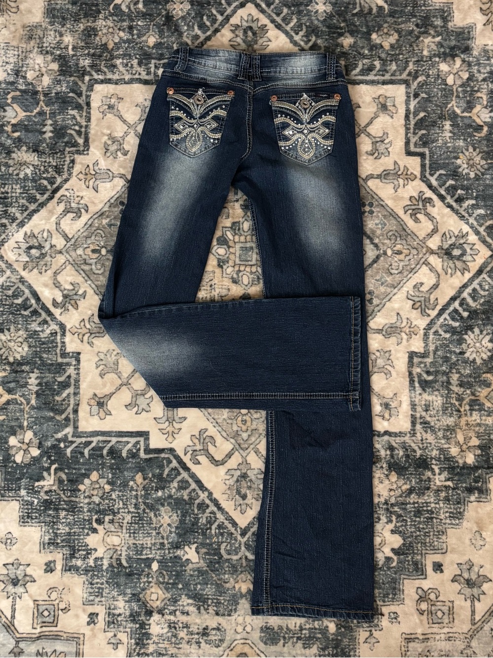 Angels Jeans Women's Dark Blue Boot Cut with Embellished Back Pockets